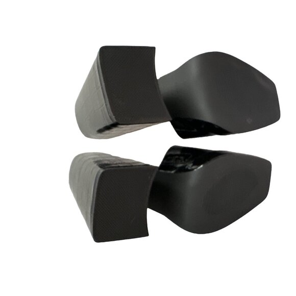 RAID Slip On Heels Black Patent Croc Embossed NEW Platform Open Toe 4.5” Size 7 - Picture 11 of 11